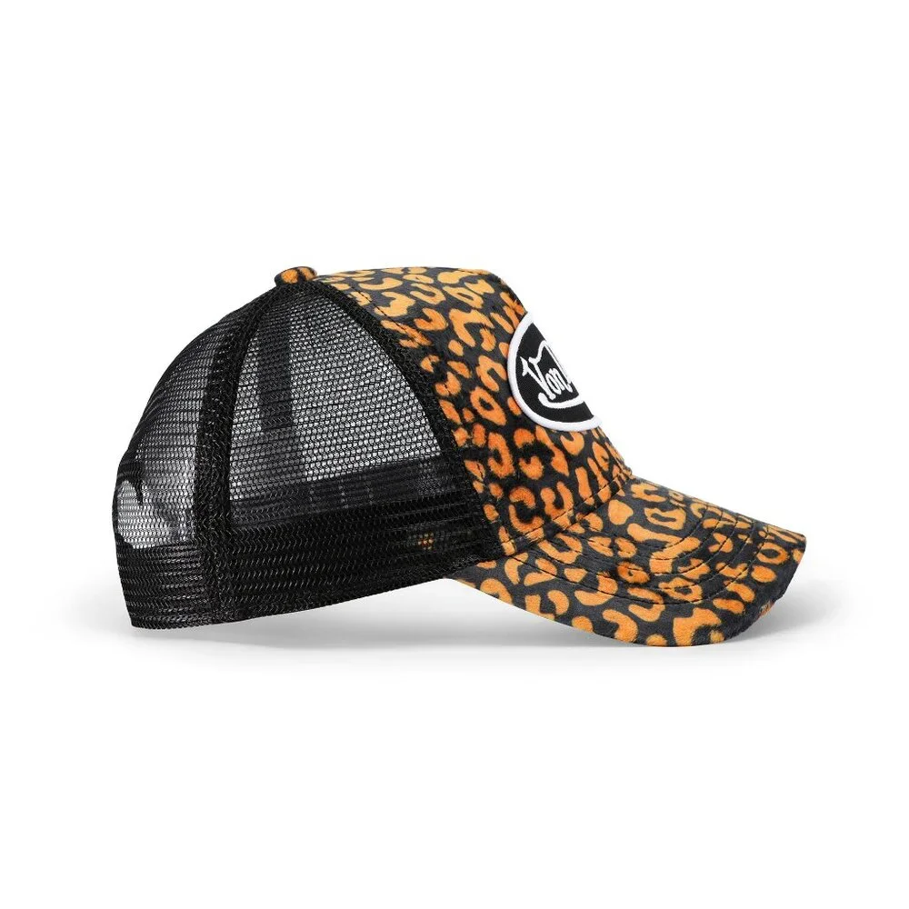 Von Dutch Orange Cheetah Velvet Trucker Hat MSRP89